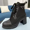 oman stivali in pelle nera tacco grosso moda piattaforma martin donna donna caviglia designer scarpe invernali taglia 35-41