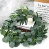 Decoratieve bloemen kransen huadodo 3pack 65 voet kunstmatige zilveren dollar eucalyptus bladeren slingeren met wilg wijnstok groen f9529466