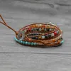 Boho Hamdade Chakra Ocean Jasper Strands Bransoletka Dla Kobiet Kamień Naturalny Koralik Leczniczy Wrap Bransoletki Biżuteria