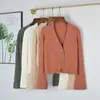 Cardigan Höst Lång Flare Ärm Kort Tröja Kvinnor Ribbed Stickade Bomull Toppar Svart Vit Ladies Mjuk Outwear Kvinna 210419