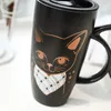 640 ml Grande tazza d'acqua per gatti in bianco e nero Tazza da caffè in ceramica carina Tazze per animali alte con coperchio coppia Bicchieri