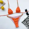 Para Praia Seksi Halter Bikini Kadın Push Up Mayo Kadın Mayo İki Parça Bikini Set Metal Zincir Bathing Suit 210407