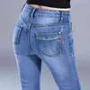 Mode hoge elastische potlood jeans vrouw skinny denim taille broek zwart blauw stretch plus size gewassen vrouw 10859 210521
