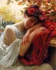 Handgjorda klassiska figurer oljemålning på duk för heminredning hösten trevlig flicka som sover av Thomas Benjamin Kennington berömda väggkonstgåvor ingen inramad