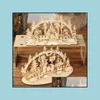 Decorazioni natalizie Forniture per feste festive Giardino domestico Giocattolo in legno Natale Divertente Decorazione desktop Ornamenti Three-Nsional Kids Drop Delive