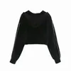 Toppies Mode Cropped Sweats à capuche Femme Sweatshirts Vintage Black Velvet Pulls Femme Jumpers 210412