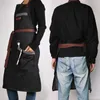 Weeyi Keuken Schort Mannen Vrouwen Unisex Zwart Werken Denim Schort Chef-kok Restaurant Koken Kookschorten voor Barman Kelner Cafe Shop BBQ 210622