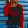 Vår Höst Kvinnor Casual Toppar Långärmad V Neck Heart Print Pullover Sheer Mesh Zipper Design T-tröja Plus Storlek X0628