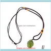 Pendants Jewelry 5-7g natural Green Aerolite Charm Czech Crystal Stone Pendant Energy Moldavite Necklace With chain rope165S