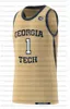 Basketbal Custom Georgia Tech Jerseys 12 Anderson 15 Kenny 14 Derrick Gunsten 5 Josh Okogie 15matt Harpring 3 Jarrett Jack