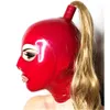 sexy exotic lingerie handmade red latex hoods with blond wig tress ponytail cekc club wear fetish costumes costomize size XS-XXL L0407