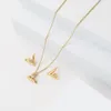 Collana in acciaio inossidabile di moda Marchi di lusso Orecchini di diamanti ghiacciati con corpo in lettera CZ di alta gioielleria, regalo di Natale