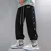 Fashion Streetwear Casual Sweatpants Men Side Buttons Clousre Designer Hip Hop Joggers Wide Leg Baggy Trousers Basketball Pants
