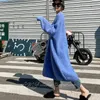 ビンテージ暖かい秋のセーター女性のドレス冬の長いセーターニットドレスルーズマキシ特大の女性のドレスローブvestidos 210522