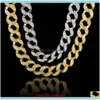 Ketten Halsketten Anhänger Schmuckhip Hop Bling Iced Out Simulierter Diamant Kubanische Gliederkette Halskette Gold Sier Schmuck Für Männer Drop Deliver