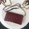 2021 Cross Ciała Kobiety Przyjazd Moda Torby Marka Lamb Skórzany Łańcuch Crossbody Torba Ramię Torebka Ruched Miękkie Mini Torebki