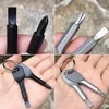 Draagbare roestvrijstalen Mini Sleutelhanger Pocket Tool Sleuven en Torx Schroevendraaier Set EDC Outdoor Multifunctionele Key Shape Ring