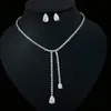 Örhängen Halsband Hibride Lyxig Cubic Zirconia Två lager Vattendroppe örhängen Smycken för brudar Party Bröllopsklänning Tillbehör N-551