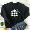 Hej Fall Plaid Pumpkin Sweatshirt Vintage Kvinnor Thanksgiving Holiday Sweatshirts Trendig Höst Långärmad Grafisk Pullovers Kvinnors Hoodi