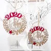 Juldekorationer 2st trä hängande ornament 2021 brev ihåliga hängsmycken hem garderob dörr fest dekorativa tillbehör
