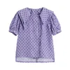Dot Gedruckt Chiffon Bluse Frauen Sommer Casual Lose Kurzarm Koreanischen Stil Vintage Elegante OL Shirt Weibliche Tops 210515