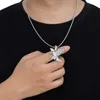 Bling 18k Gold Animal Colares Jewelry Conjunto de cobre diamante diamante zirconia coruja aranha unicórnio de tubarão pingente de dinossauro colares de hip hop masculino homem correntes de ouro garotos rap rap de rap