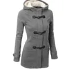 Giacche basic da donna Cappotto color cammello Primavera Autunno Cappotto da donna Cerniera Bottone in corno Giacca capispalla Donna con cappuccio S-5XL