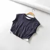Summer Women Two-Piece Sleeveless Tops Loose Vintage Super Short T-shirt Female Harajuku Streetwear Clothes 210514