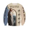 Men's Hoodies & Sweatshirts 2022 Est 3D Brand THERE IS POWER IN THE NAME OF JESUS Printed Pullovers Novelty Streetwear Casual Coat