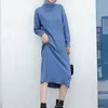 Pull femme robe midi automne hiver mince ample longue genou coréen à manches longues robe en laine femmes vestidos 210420