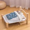 Japanese Cat Bed Elevated for Cats Small Dogs Wooden Pet Lounger House Winter Warm Kitten Nest Removable Sleeping Bag Kennel 211111