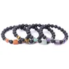 Vierkante zeven chakra's steen bedelarmband vrouwen mannen 8mm lava kralen etherische olie diffuse energie boeddha struld armbanden sieraden