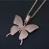 Iced Out Animal Big Butterfly Pendant Necklace Silver Gold Plated Mens Hip Hop Bling Jewelry Gift Zircon Necklace