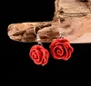 National Wind restaurazione di rose rosse foglie pennellate gioielli cinnabar orecchini gioielli orecchini femmina ornamento per ornamenti rose