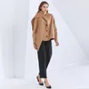 カジュアルなソリッドジャケットの女性スカーフカラー長袖シックなミニマリスト韓国のコート女性秋のファッション210524