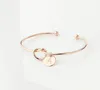 26 lettre initiale noeud coeur Bracelet Bracelet fille mode bijoux alliage rond pendentif Bracelets pour femme cadeau de demoiselle d'honneur