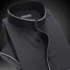 Мужские повседневные рубашки полосатый воротник с черным трубопроводом из хлопка карманный карманный дизайн лето тонкий короткий рукав стандартный подходит топы рубашки