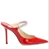 Bing kristallverzierte Lackleder-Sandalen mit funkelndem Riemen, modische Wasserbohrer-Sandale mit spitzen Zehen, Sommer-Hausschuhe mit hohen Absätzen, Damen-Hochzeitsfeier
