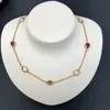 Red Crystal Letter Floral Chain Necklaces With Box Simple Elegant Golden Jewelry Personality Seiko Lady Necklace Rhinestone Party Chains