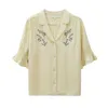 Women's Blouses & Shirts Korean Summer Blouse Women Puff Sleeve Flower Embroidery Vintage Woman Tops Fashion Office Ladies Elegant Blusas