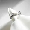 925 anelli Elegante anello a forma di ala con zirconi dolci S925 in argento sterling per le donne 211217