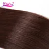 Human Ponytails Lydia Synthetic Hair Extension 3Pieces/lot Straight Yaki Weaving 10-26 Inch Pure Color 33# 100% Futura Bundles