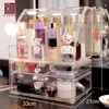 Cajas de almacenamiento contenedores a prueba de polvo gran maquillaje organizador caja acrílico multisparado cosmético joyería maquillaje pincel