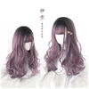 Harajuku Womens Gothic Sweet Lolita Long Curly Synthetic Hair Dyed Cosplay Wig Wig Cap1414921