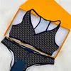 Klassiska kvinnor bodysuit Tvådelade badväv bokstäver form baddräkter solskydd sport badkläder baddräkter