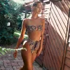 Vintage Print Bikini Set High Waist 2 Piece Sling Halter Swimsuit Women Sexy Bandeau Bathing Suit Maillo De Bain Femme 210604