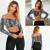 Nowe Damskie Bluzka Off Ramię Cropped Tank Tops Kobiety Sexy Snake Skin Print Crop Top Ladies Streetwear Podstawowe Tees Camis 2019 X0507