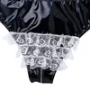 Womens WetLook Latex Bodycon Clubwear Patent Lederen Lingerie Set Turn-Down Collar Crop Top met ritssluiting Crotchess Slips Dames twee stukken
