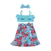 Les enfants en gros portent des filles jupe imprimée 3pcs / set enfants vêtements de marque filles bébé bandeau + haut + jupe bébé fille vêtements 2 styles 1225 B3