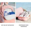 女性ピンクスポーツジムバッグ防水フィットネススイミングバックパックヨガトレーニングバッグ靴コンパートメント旅行荷物バッグサックススポーツY0721